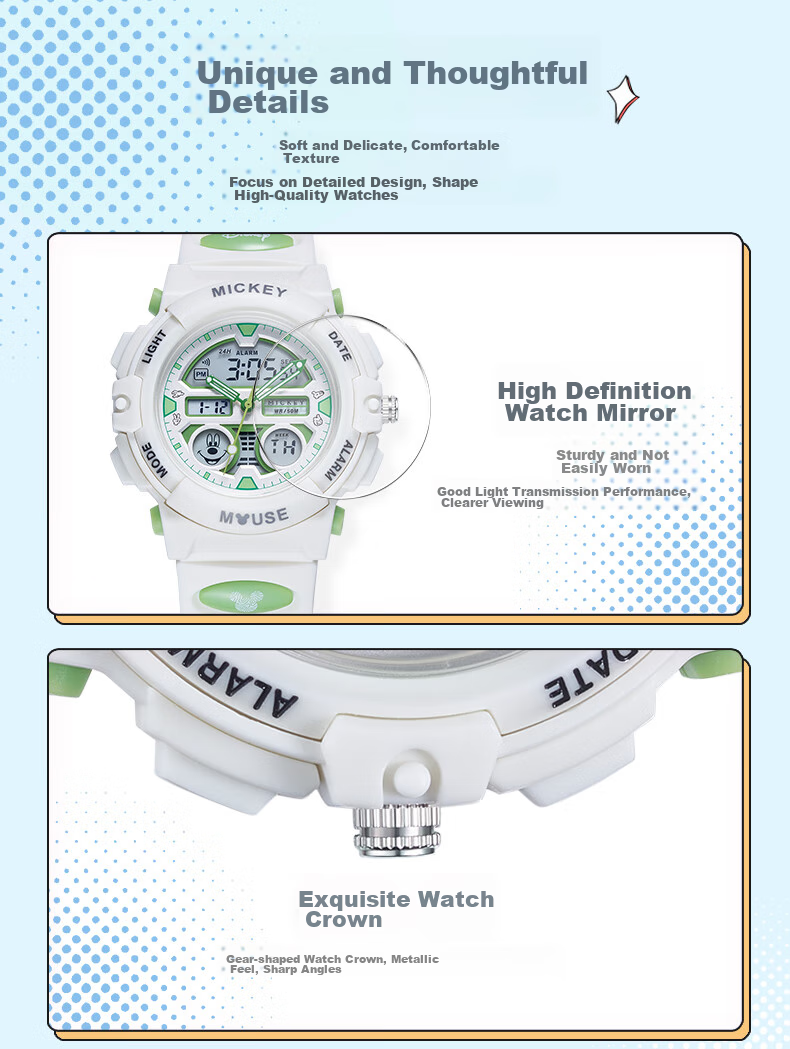 Disney Mickey Mouse Collaboration Exam-Specific Waterproof Sports Watch for Middle And High School Students, Children's Electronic Watch Only for Time Measurement 10