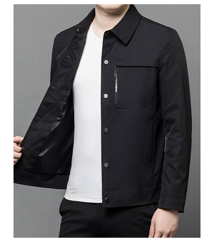 Aidengbao Edenbo Men's Business Jacket, Autumn And Winter Lapel Casual Hidden Button Jacket, Black, 190/104A(4XL) 9