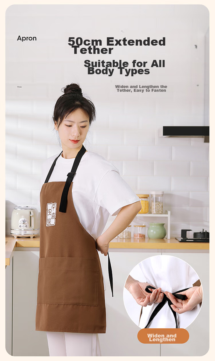 MARYYA Apron, Kitchen Waterproof And Oil-Proof Coverall, Unisex Chef's Wear, Coffee Brewing And Baking, Shoulder-Hanging Work Uniform 7