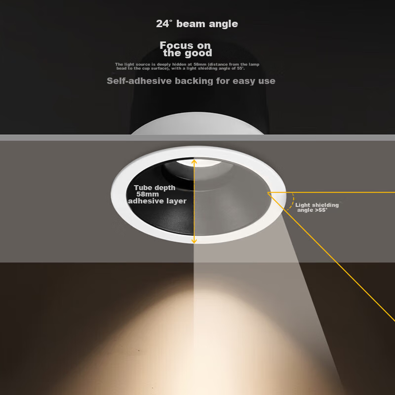 NVC LED Spotlight, Home Living Room Ceiling Recessed Anti-Glare Downlight, 7W Smart Stepless Color Adjustment [Jinghua] Ra97
