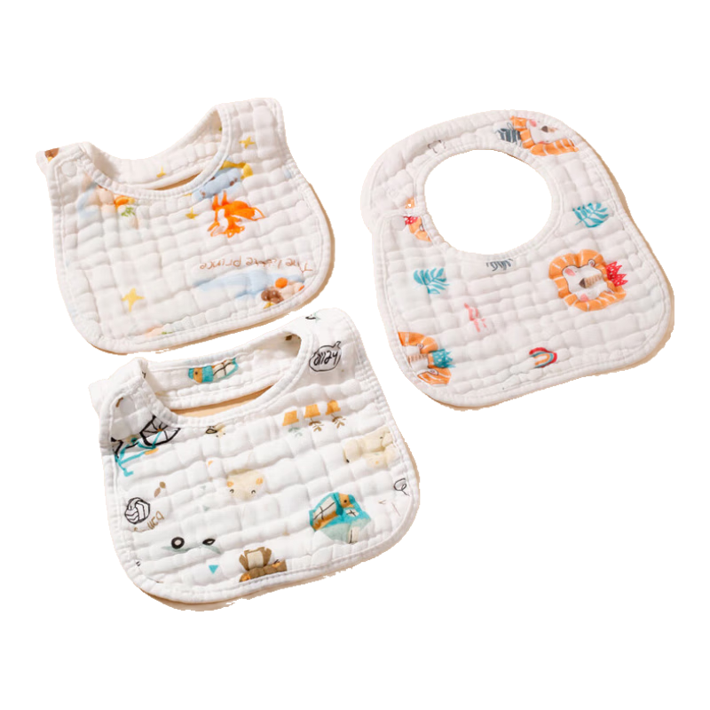 Aibaoshi Drool Bib, Baby Cotton Bib, Pure Cotton Gauze Drool Cloth, Infant Small Towel, 3-Pack, S757