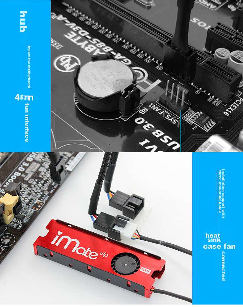 JEYI Desktop Motherboard Fan Adapter Cable, 4-Pin One-To Adapter Cable Extension, Motherboard 4-Pin Temperature Control Interface Expansion, Case Fan Connection Cable 3