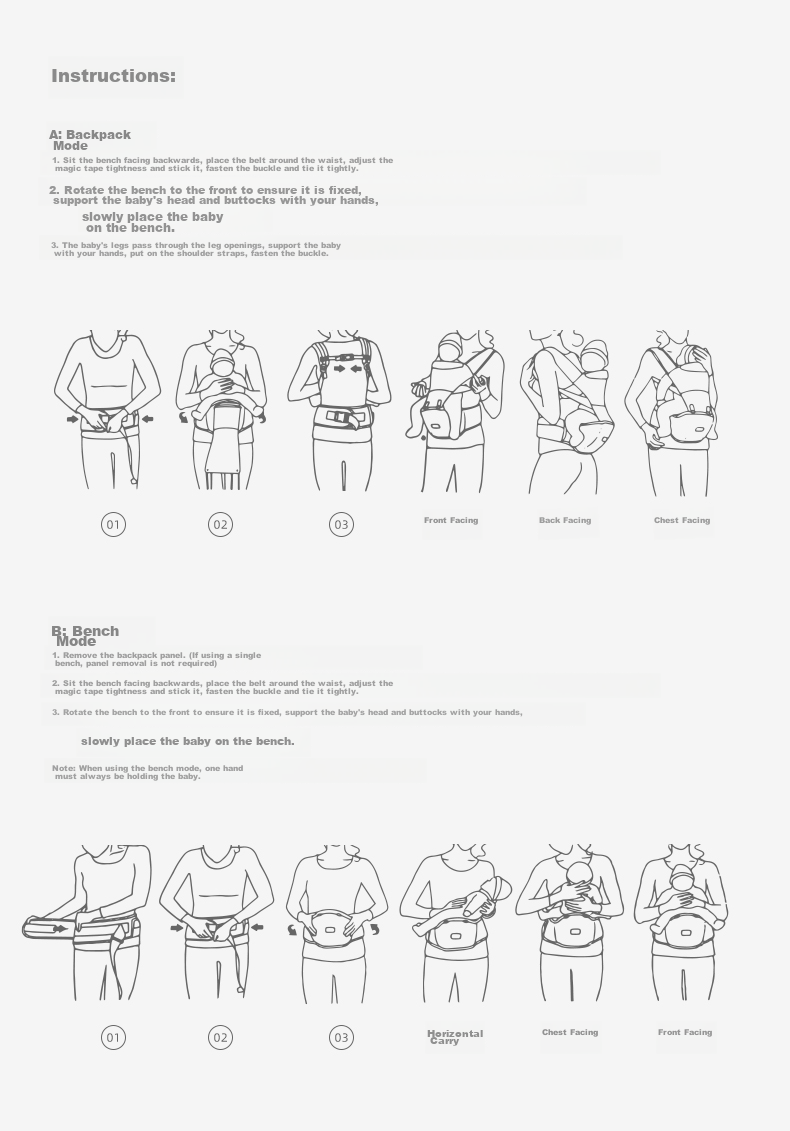 Shiyuejiejing Baby Carrier Waist Stool, Multifunctional, Suitable for All Seasons, Lightweight And Breathable, Perfect for Carrying Babies, Ink Gree 12