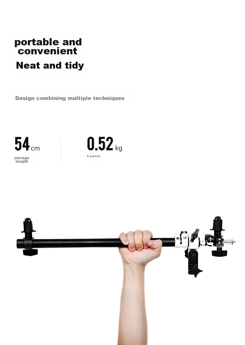 AMBITFUL Reflector Fixed Bracket Crossbar Clamp, Reflector Softbox, Adjustable Angle Slanted Arm Metal Bracket, Photography Studio Accessory Reflector Clamp AL-2 Black And White Crossbar 8