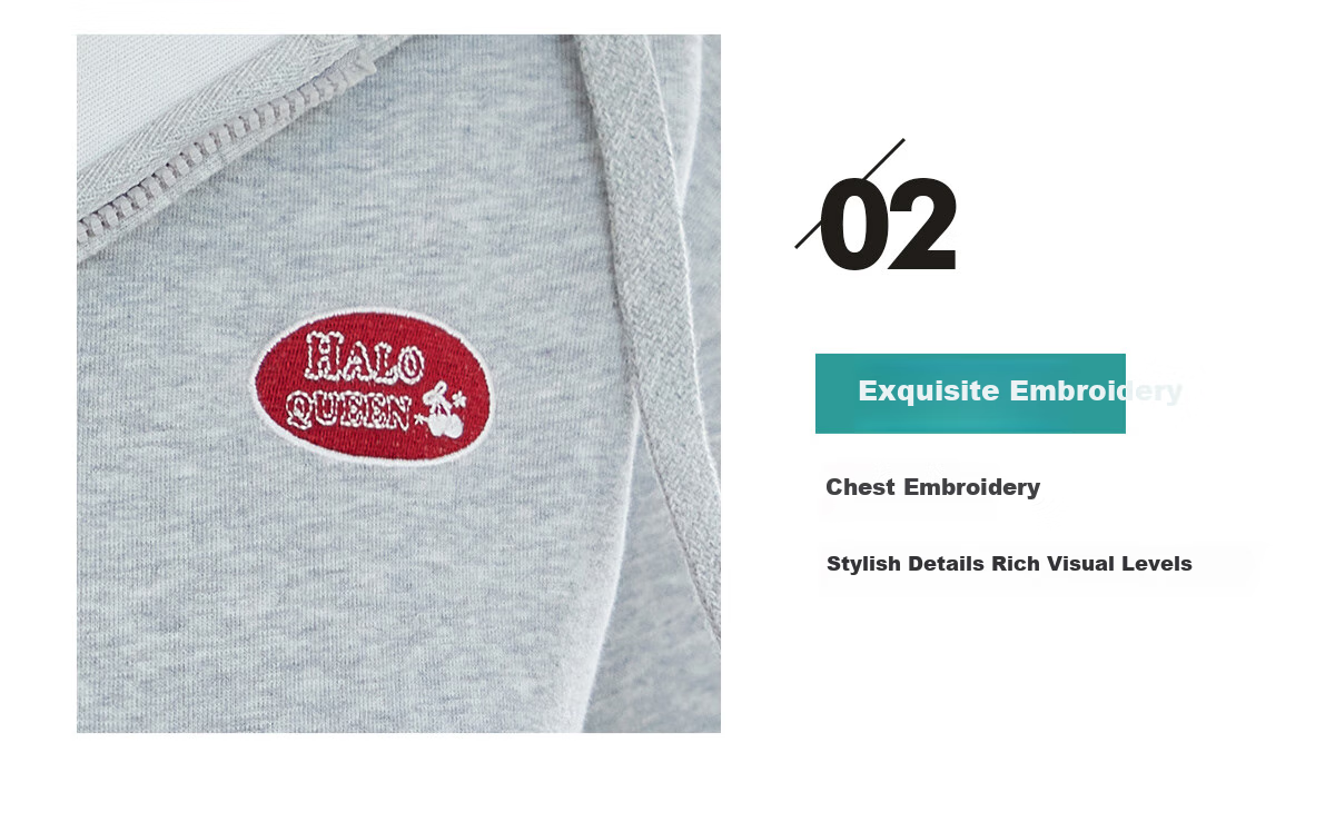 Halo Queen Hoodie Jacket for Women, Spring And Autumn, with Hood And Zipper Pockets, Loose-Fitting Fashion Casual Outerwear, New Product H143W1010 13