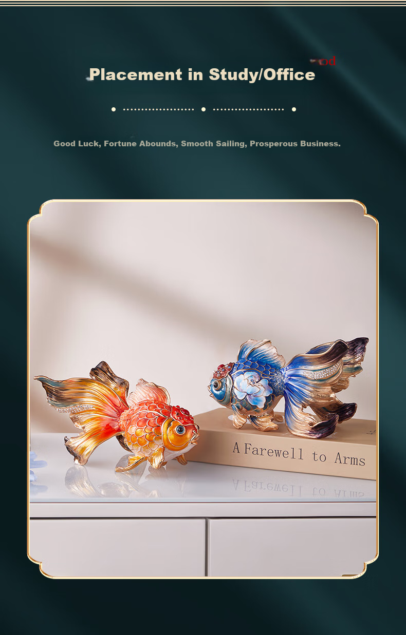 Nuoshiman, Year of The Ox Enamel Goldfish Ornament, Business Opening, Housewarming Gift, Moving Present, Living Room Office Wine Cabinet Decoratio 10