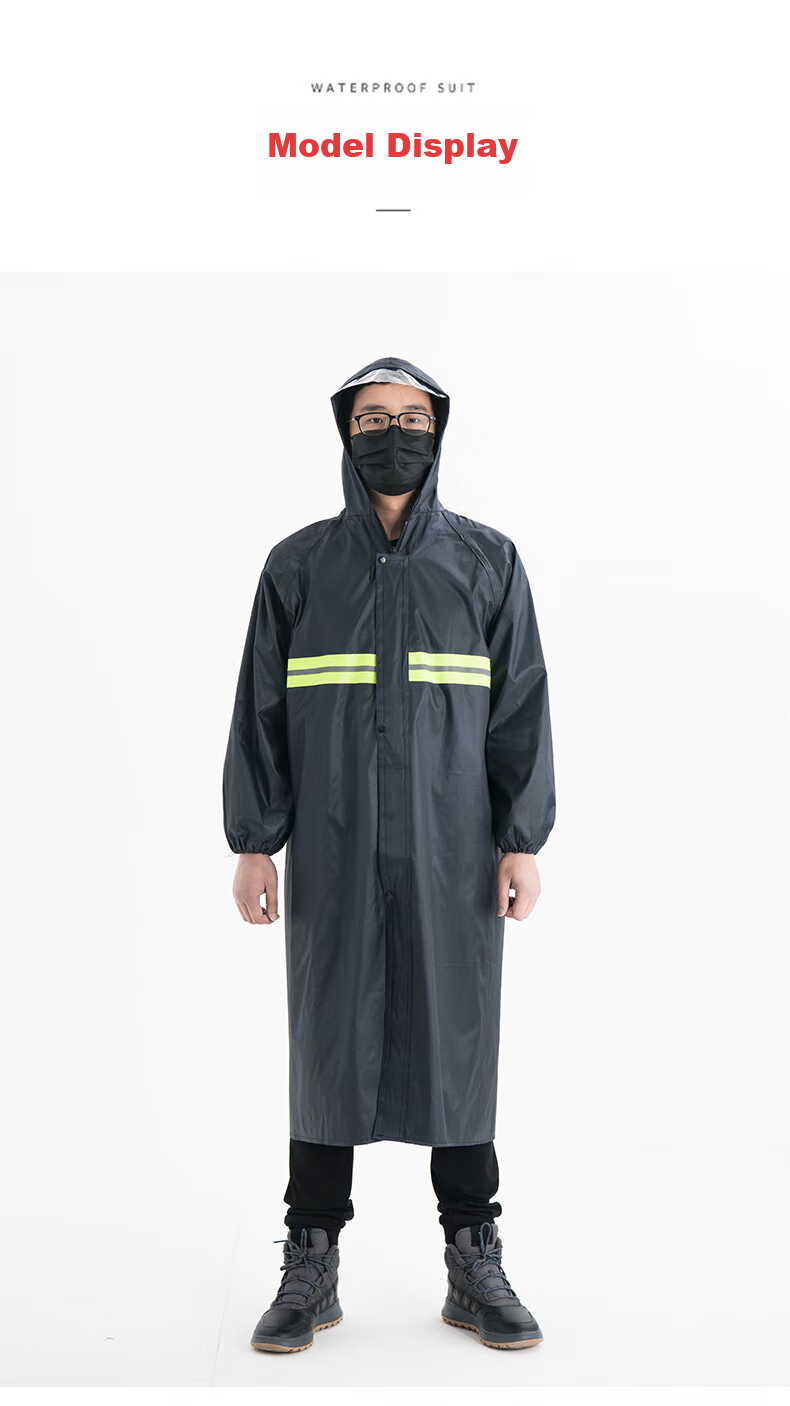 CHENLING Adult Raincoat, Long One-Piece with Brim, Security Outdoor Construction Site Safety Reflective Rainwear, One Size Fits All, Knitted Long Raincoat 10