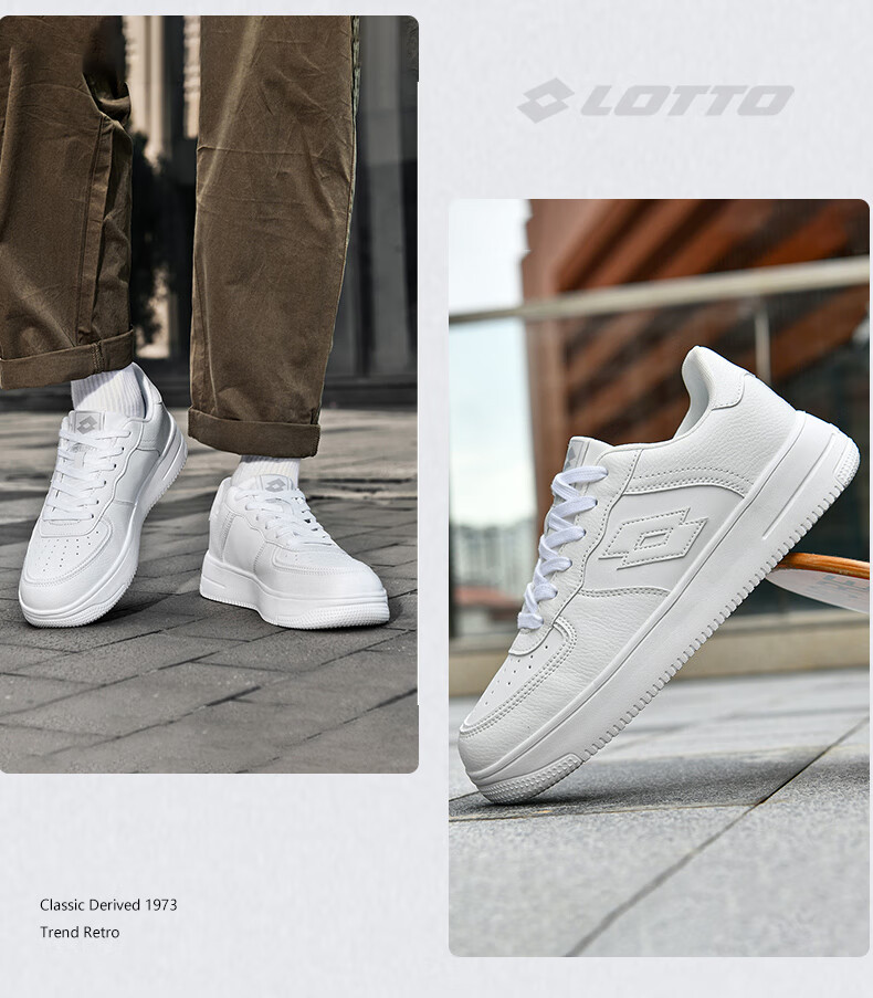 LOTTO Men's Skateboard Shoes with Shock Absorption And Rebound, Soft-Soled Lightweight Versatile Low-Top Casual Sneakers 8035 White/black 41 20