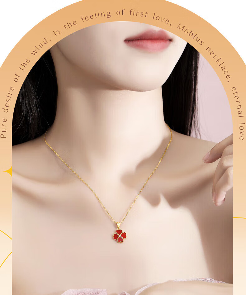 Zhoudajin CHOW TAI KING Morganite Four-Leaf Clover Sterling Silver Necklace for Women, 2026 New Style, Qixi Valentine's Day Gift for Girlfriend Or Wife, Birthday Present 1