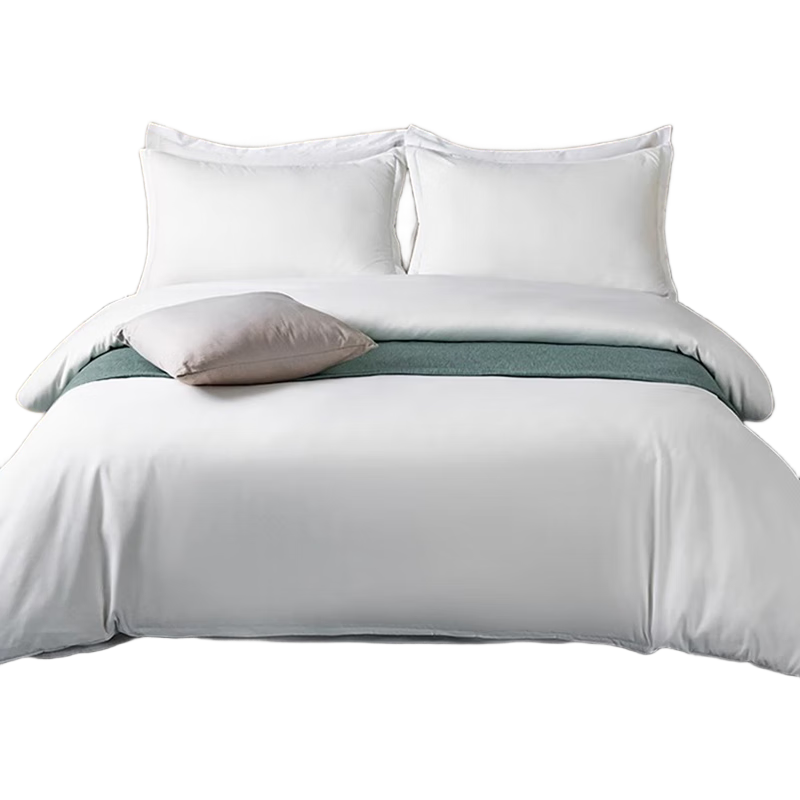 Aiwei Skin-Friendly Five-Star Hotel Pure White Homestay Duvet Cover Pillowcase Bed Sheet 1.5m/1.8m Four-Piece Set