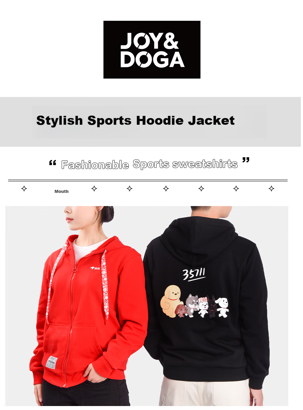JOY&DOGA "35711" Dream Series Long Sleeve Zip-up Cardigan Jacket Rock Black L 1