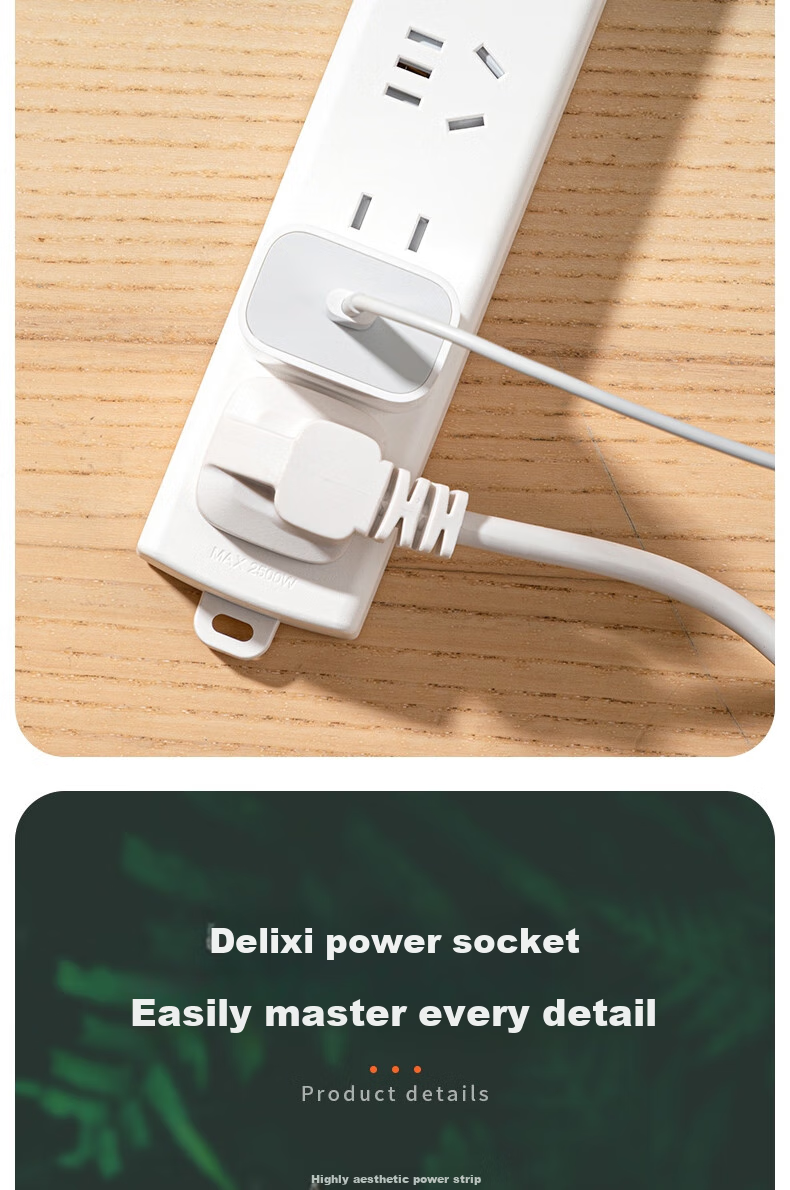 Deli Pearl White Series New National Standard Safe Power Strip/power Bar/power Board/power Extension Cord with Master Switch, Protective Cover, 3 Outlets, 3 Meters, LX120 10