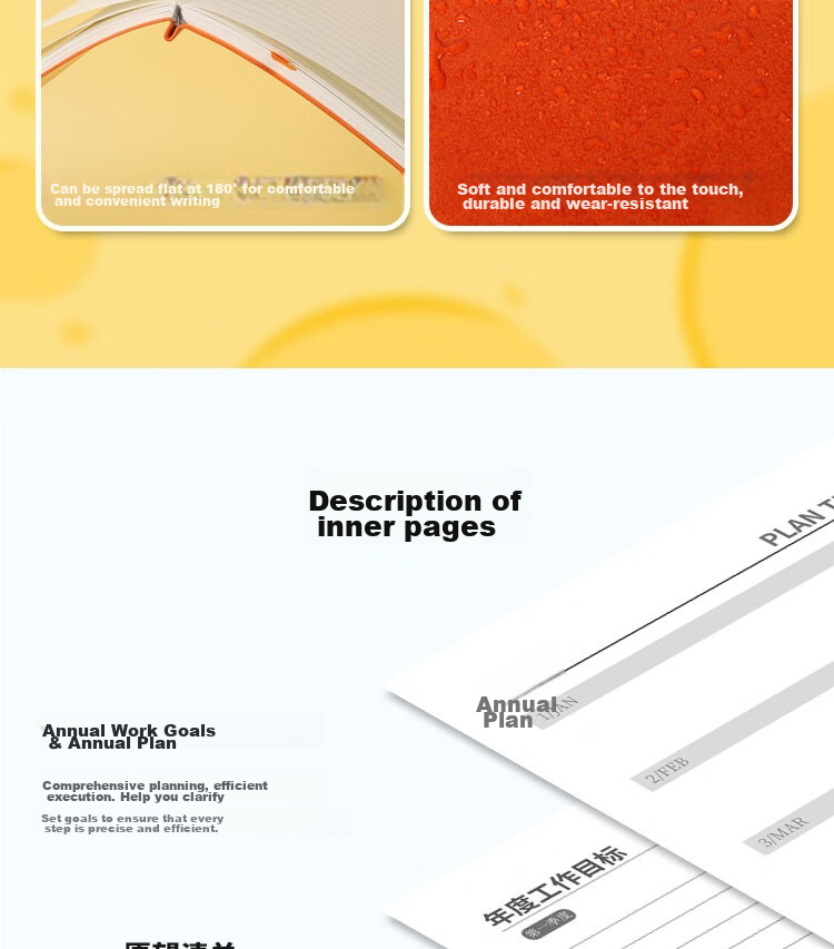 TANGO Minimalist Instagram Aesthetic Self-Discipline Check-In Soft Cover Notebook, Efficiency Management Study Plan Book Emotional Schedule Record Book, A5 Size, 100 Pages, Orange Cover Ope 6
