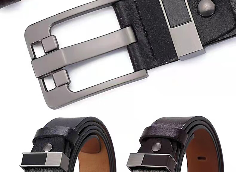 Dibinze Men's Belt, Extended 150cm, Large Size, for Chubby Men, Genuine Leather, Pin Buckle, Extra Long Belt, Gift for Boyfriend 3