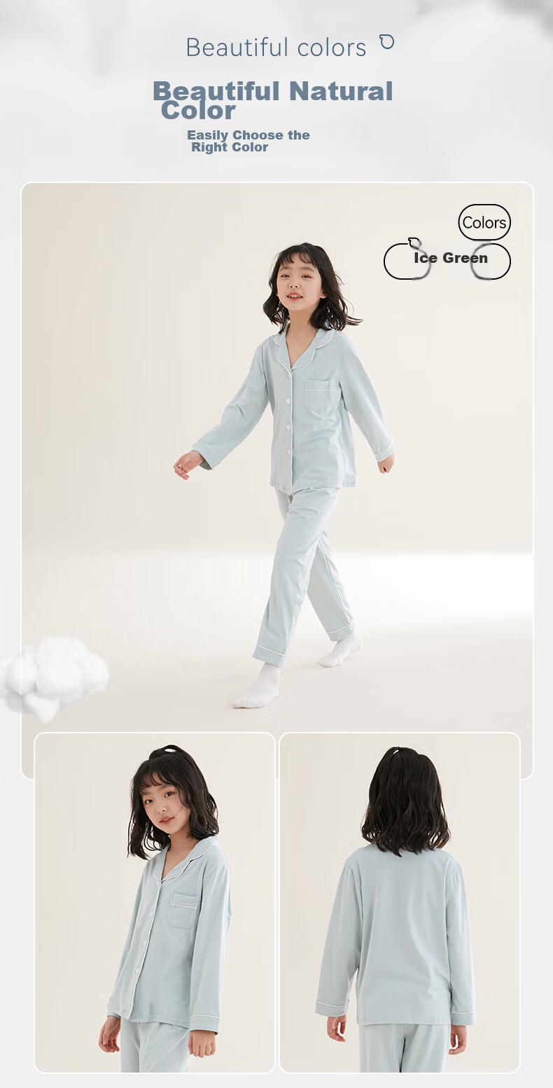 Hodo Children's Pajamas for Boys And Girls, Spring And Autumn Long-Sleeve Thin Modal Cotton Home Wear Set J3174, Shrimp Pink, Size 170 10