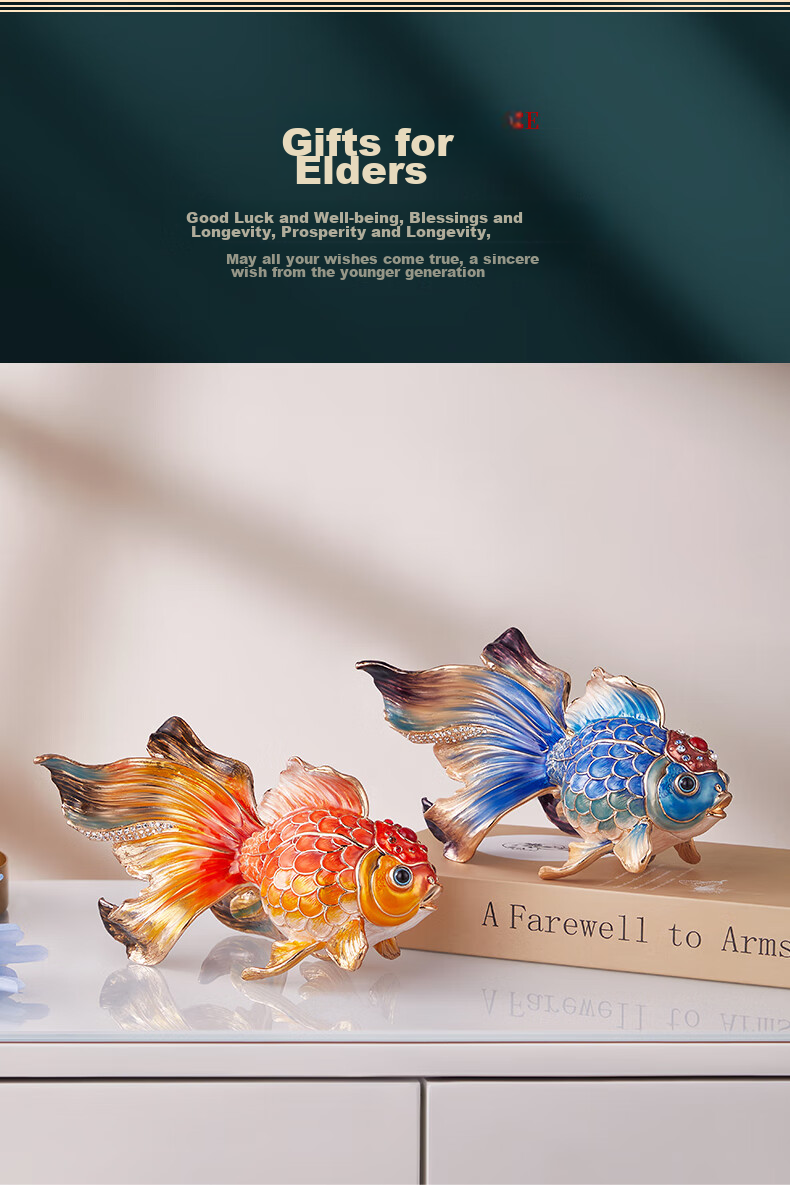 Nuoshiman, Year of The Ox Enamel Goldfish Ornament, Business Opening, Housewarming Gift, Moving Present, Living Room Office Wine Cabinet Decoratio 11