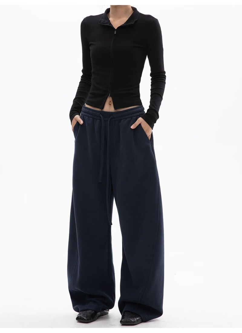 ICH MODE Women's American Style Casual Pants Spring Autumn New Sports Sweatpants Loose Straight-Leg Versatile Wide-Leg Pants Black L 10