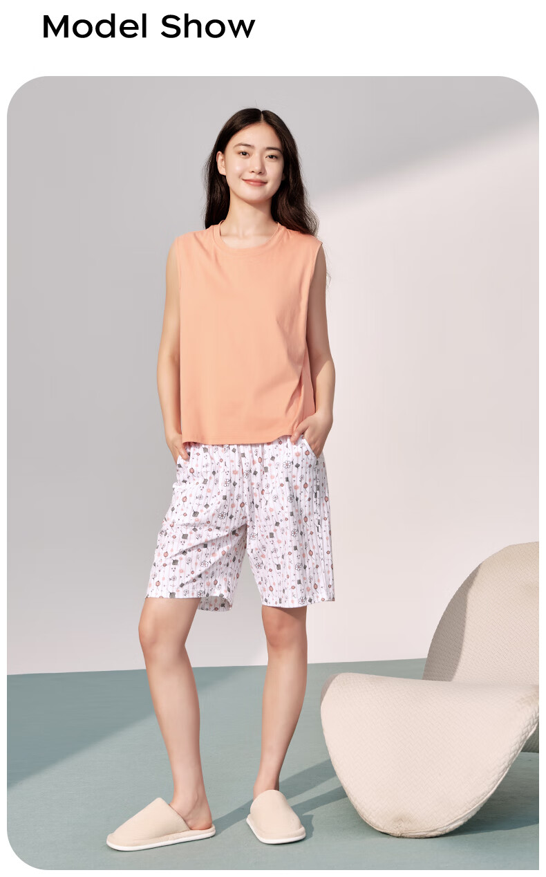 Yiershuang 100% Cotton Women's Home Shorts Five-Point Premium Xinjiang Combed Cotton Sleepwear Pants 9