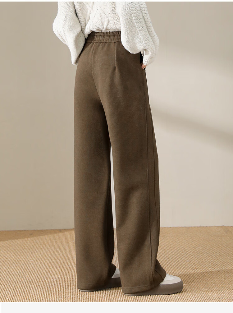 Dme Fleece-Lined Warm High-Waist Straight-Leg Lazy Style Soft Glutinous Rice Pants, Petite Casual Pants Wide-Leg Pants, Olive Green XL 11