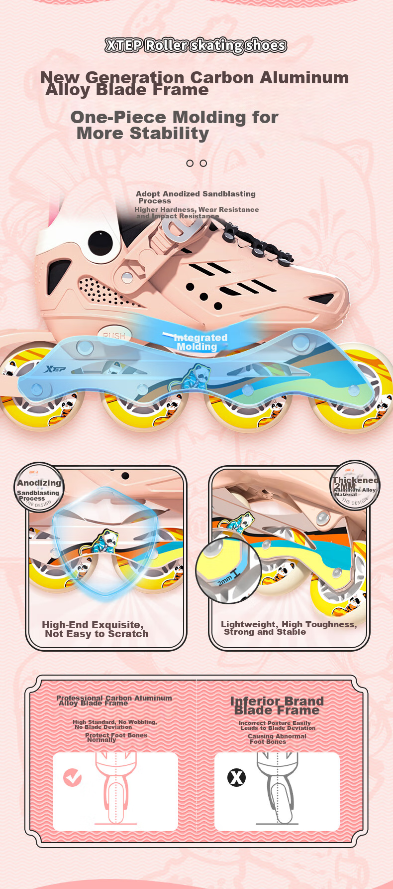 XTEP Roller Skates for Children, Inline Skates for Girls, Skateboard Shoes for Boys [Essential for Primary And Secondary School Roller Skating Courses] 8
