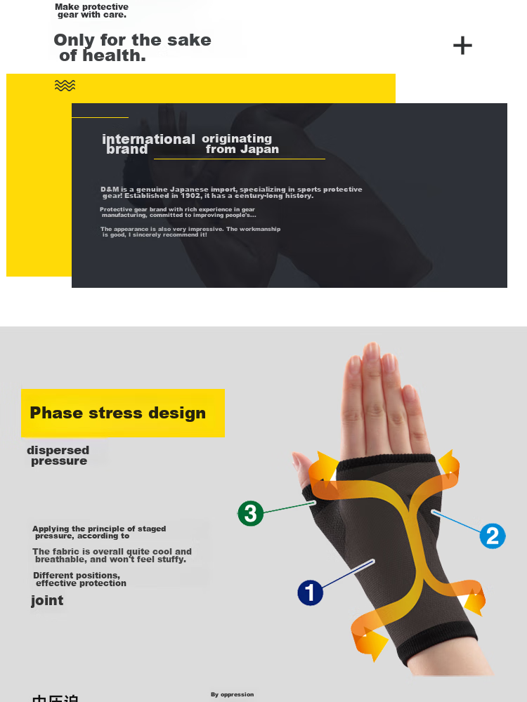 D&M Men's Compression Wrist And Palm Guards, Fingerless Gloves for Dumbbell, Pull-Up Bar, And Equipment Training, Imported from Japan, One Pair 3