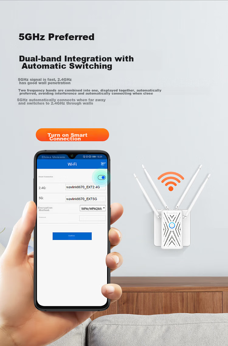 Wavlink 1200M Dual-Band WiFi Signal Amplifier, 5G Wireless Extender Repeater, Home Router Wireless Signal Booster, Amplifier AERIAL K 12