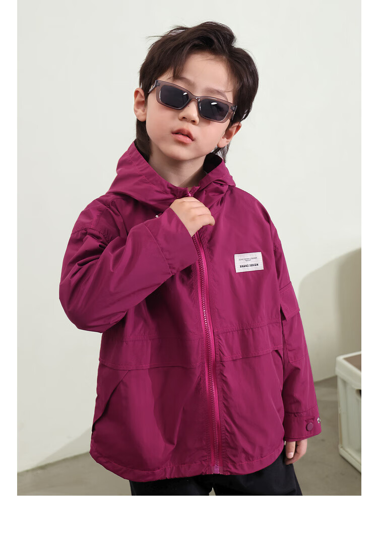 LUSON Chen Da Zhu Boys' Outdoor Hooded Workwear Jacket, 2025 Spring And Autumn New Style, Children's Water-Repellent Hiking Coat, Outerwear 16