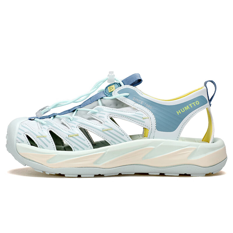 HUMTTO Outdoor Sports Sandals for Women with Closed Toe Protection, Quick-Drying Beach Shoes for Water Activities And Stream Trekking, Ivory White/ice Blue, Size 39