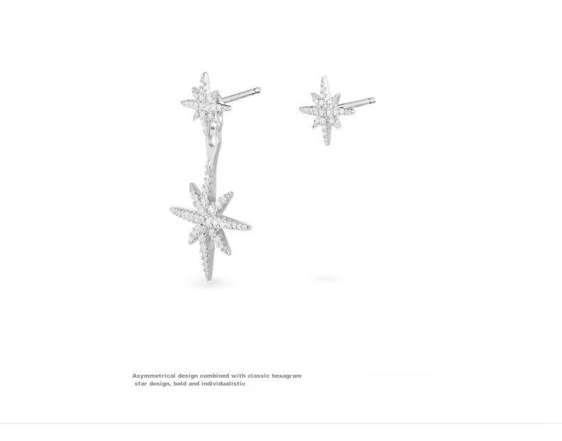 APM Monaco Hexagram Asymmetric Stud Earrings, Luxurious And Elegant Jewelry, Gift for Girlfriend Or Wife 4