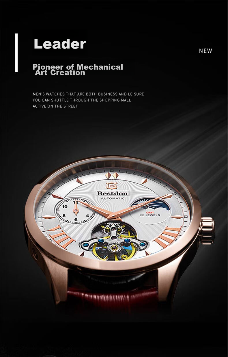 Bestdon Men's Automatic Mechanical Watch, Water-Resistant, Luminous, Chinese Style Wristwatch Gift Box, Men's Gift for Boys 1