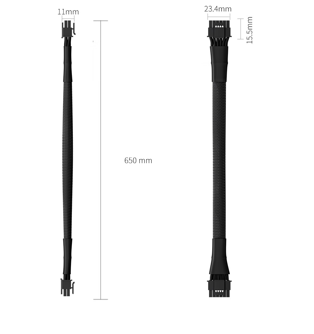 BURLEFRAN Graphics Card Power Cable, 16-Pin (12+4P) Male to Male, 12V HPWR Graphics Card Power Module Customized Cable, for 3090Ti/40 Series - Black, 650mm 13