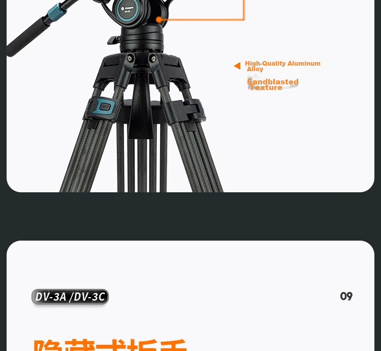 Fotopro DV-3C Upgraded Version, 1.8-Meter Video Shooting And Recording Camera, Mirrorless Camera Hydraulic Head, Carbon Fiber Tripod 21