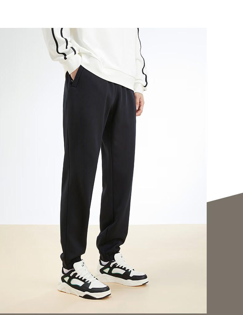 Anta Fleece-Lined Warm Men's Straight-Leg Sweatpants Spring Knit Outdoor Running Trousers Casual Pants 12