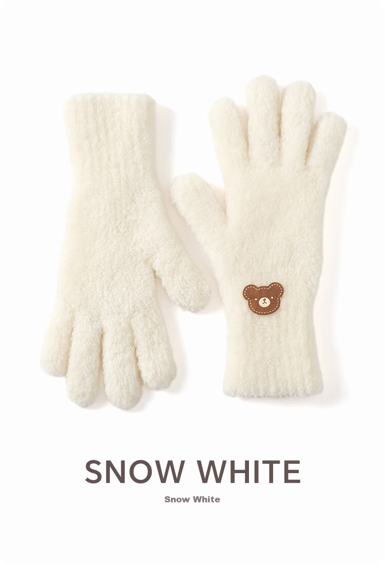 JIUMU Tuscany Wool Warm Gloves for Women, Winter Thickened Cold-Proof Knitted Woolen Gloves 12