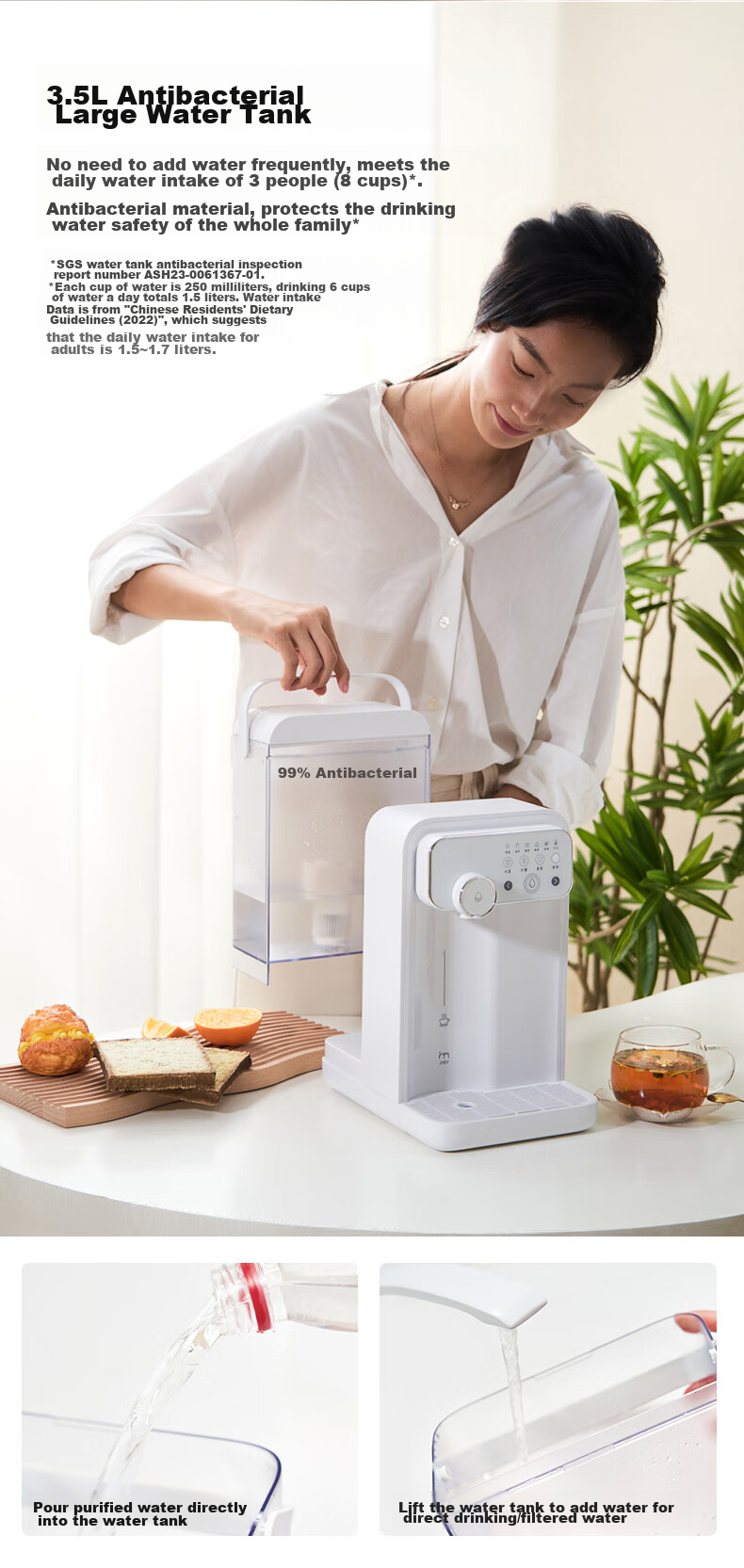 JMEY Instant Hot Water Dispenser, Home Countertop Instant Hot Water Machine, Small Desktop Drinking And Boiling All-In Milk Maker, Electric Kettle, Portable Water Boiler, Thermos Cup W3 Single Unit 11