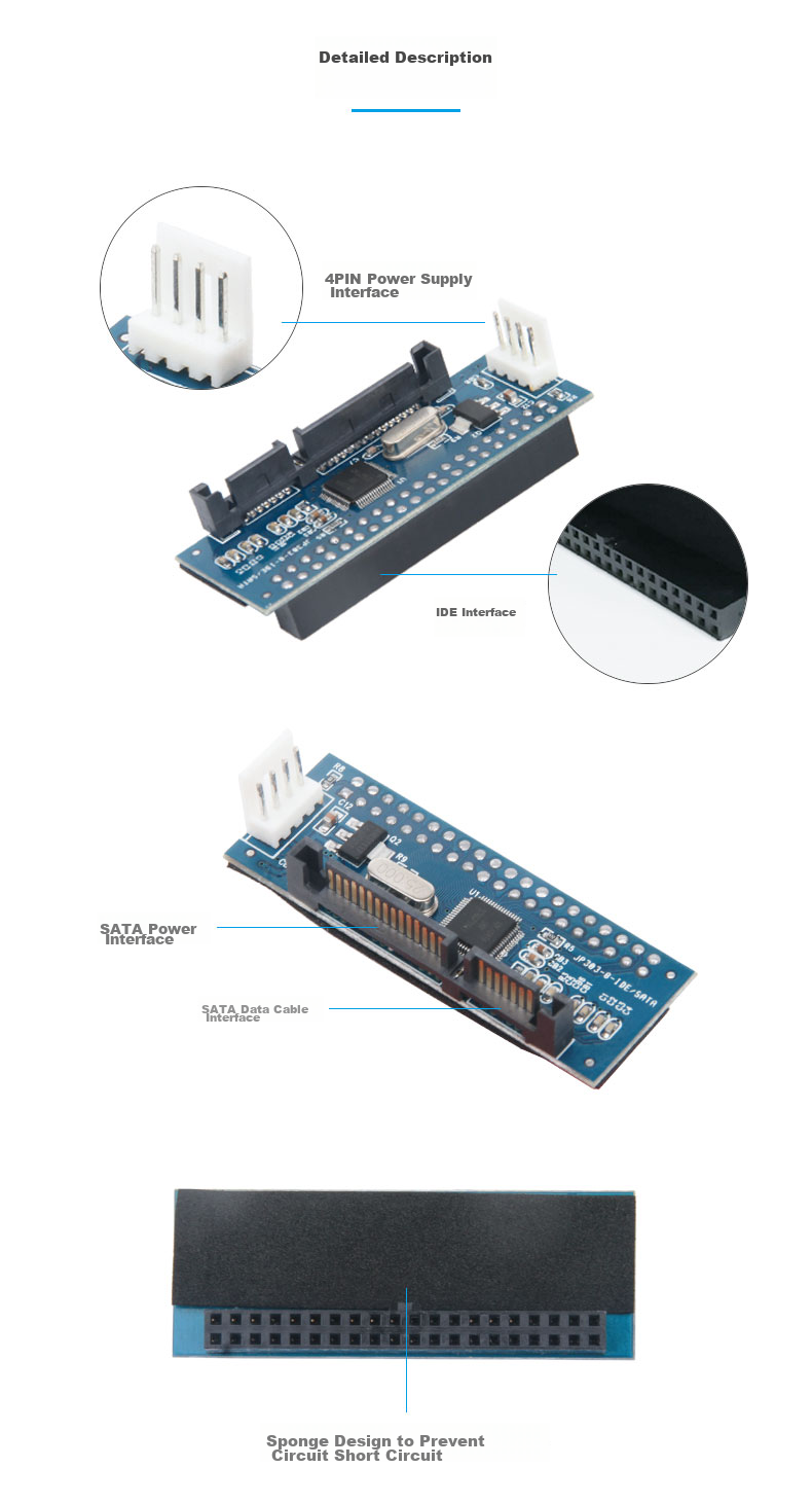 MOGE IDE to SATA 2.0 Adapter Card, MC3150, 3.5 IDE to SATA One-Way Expansion Card 3
