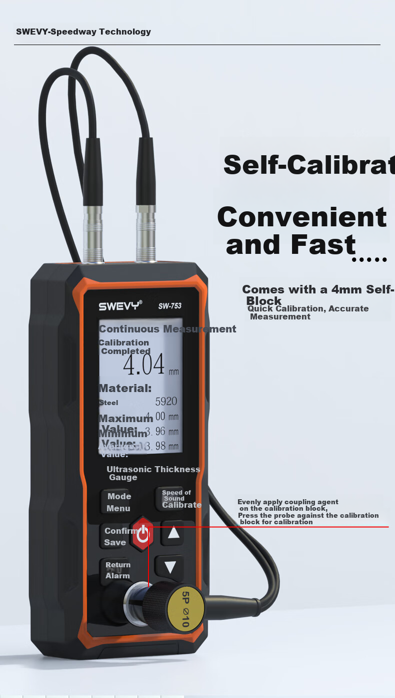 Suwei Ultrasonic Thickness Gauge High Precision Steel Plate Metal Thickness Meter Wall Thickness Measurement SW756 10