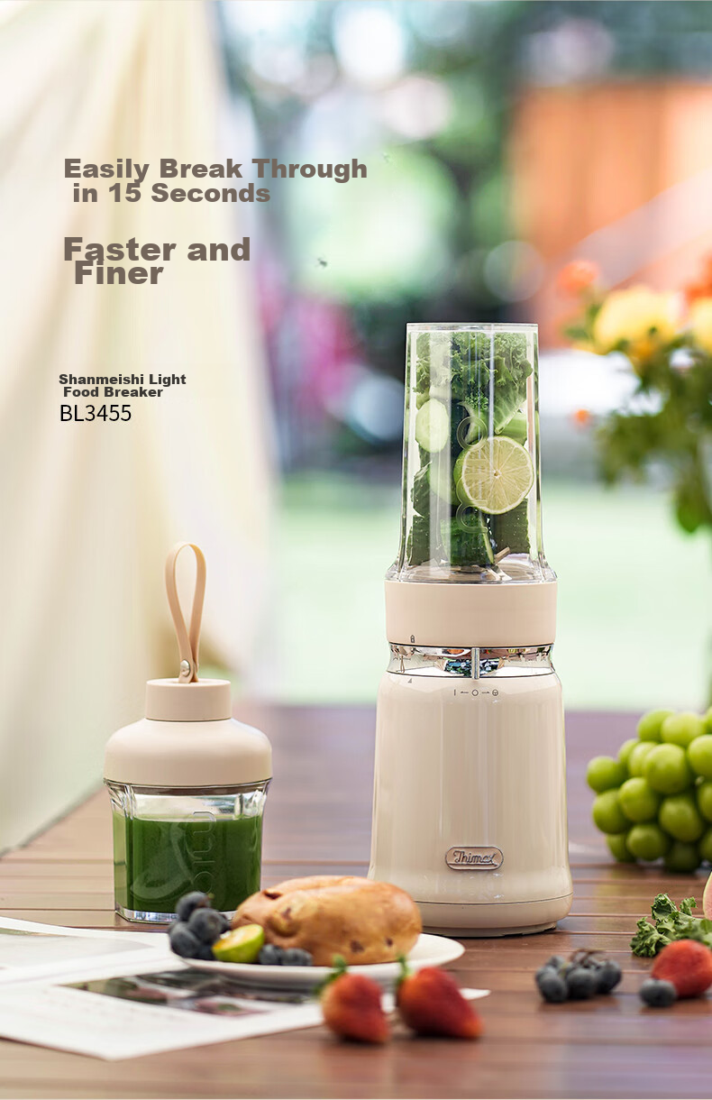 Thimax 15-Second Light Meal Kilowatt Blender, Home Small Multifunctional Food Processor, Fully Automatic High-Power Juicer [0.7L+0.3L Dual Cups] 3455 Meters 4