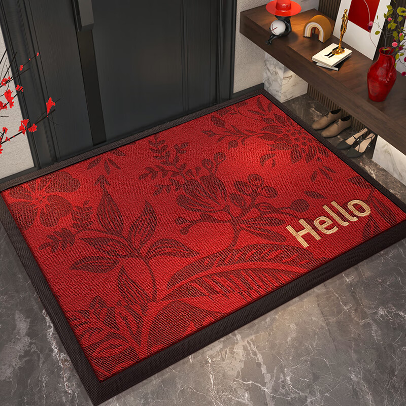 Dajiang Entrance Door Mat, Red Carpet with Embroidery, Rubber Foot Mat, Safe Entry And Exit Doormat, 80x120cm