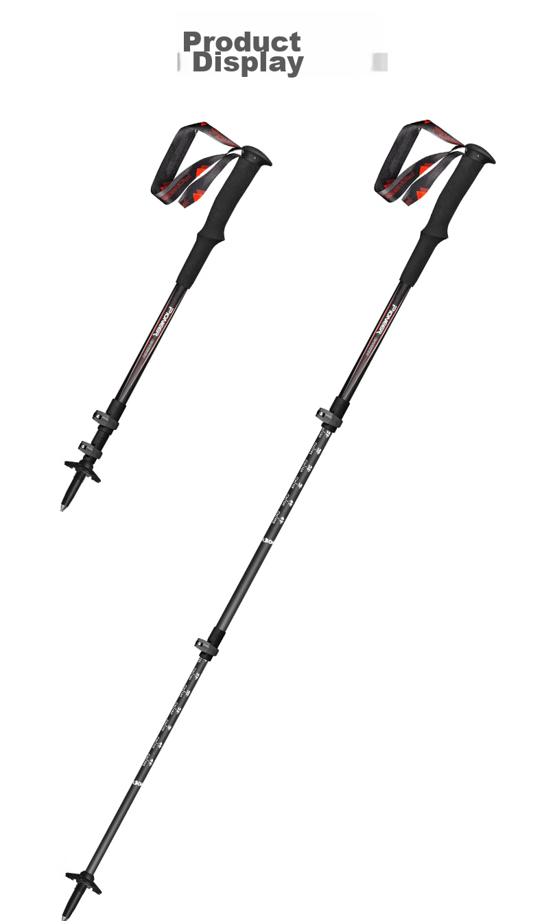 Pioneer Tenglongxing 6 Series, T800 Grade Carbon Fiber Ultra-Light Three-Section Telescopic Outdoor Trekking Pole, Cane, Black 5