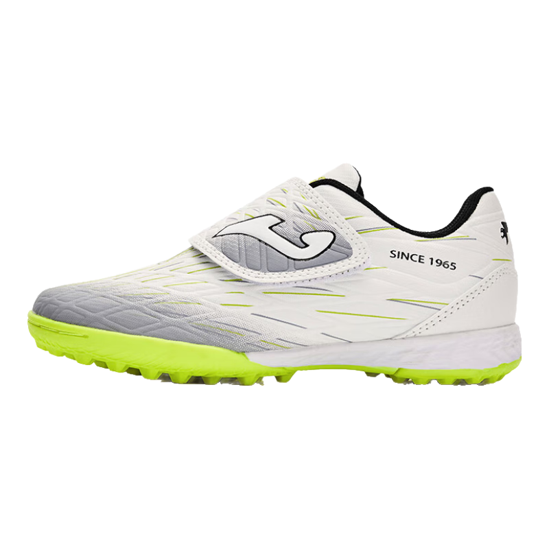 JOMA Soccer Shoes for Children TF Turf Cleats Boys Girls Youth Non-Slip Wear-Resistant Velcro Football Training Shoes White Green Size 31