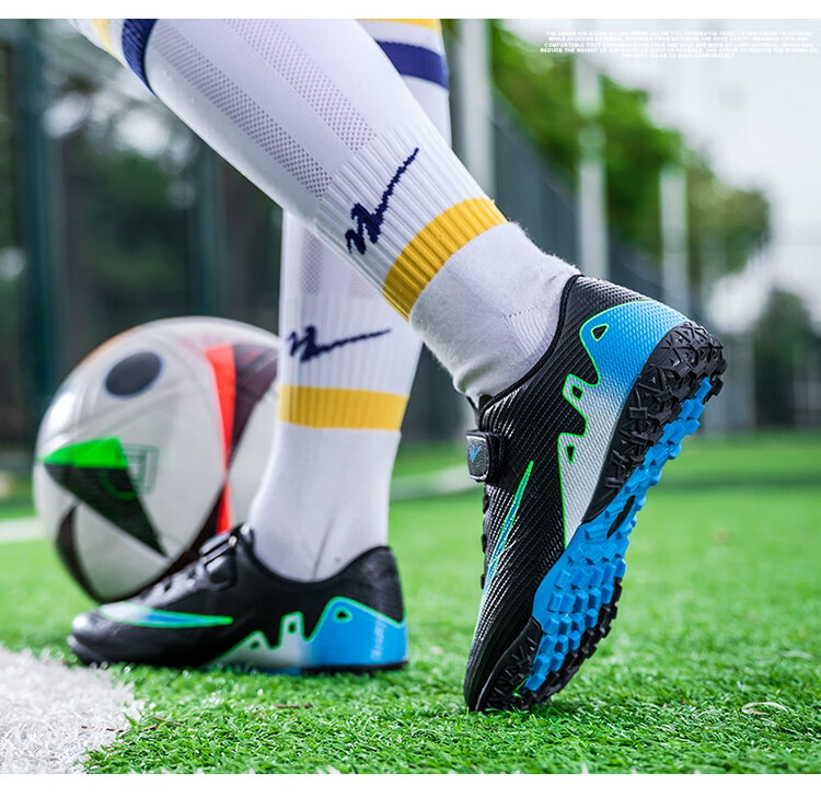 Shuangxing Children's Soccer Shoes for Boys And Girls, Big Kids' Molded Studs TF Artificial Grass Training Shoes, Student And Youth Slip-On Sneakers 15