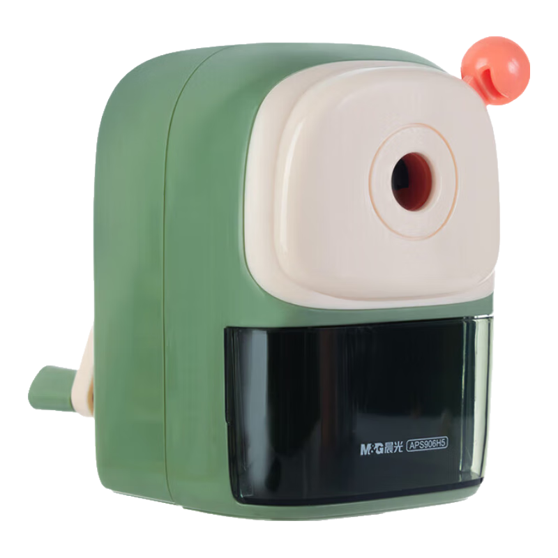 M&G Large-Aperture Pencil Sharpener with Five Adjustable Thickness Settings, Thick Handle, High-Capacity Hand-Cranked Sharpener, Random Color, APS906H5