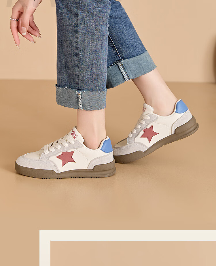 Dusto Thick-Soled Training Shoes for Women, 2026 New Spring Style, Casual Sneakers, Round Toe White Shoes, Star Shoes 3