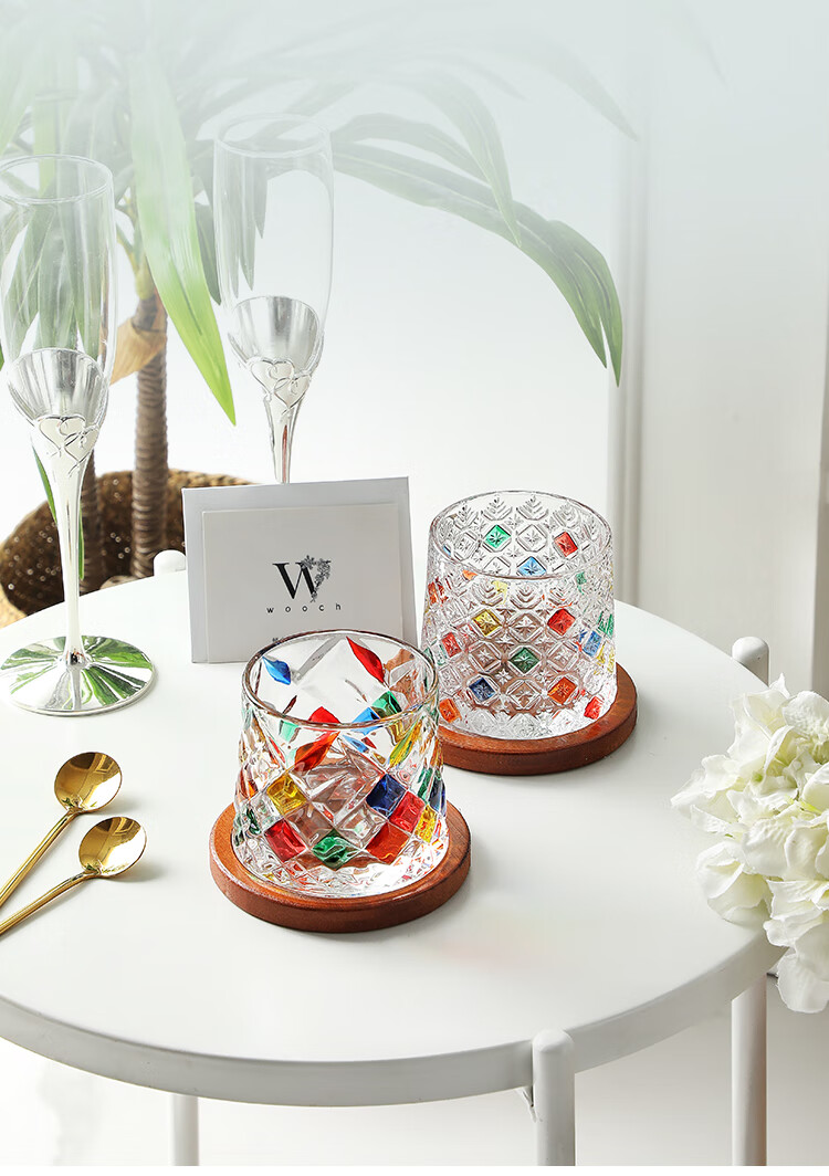 WOOCH [Mid-Autumn Festival Gift] Rotating Glass Cups, Wedding Couple Glasses Gift Box Set, Couples Housewarming Gift for Newlyweds 2