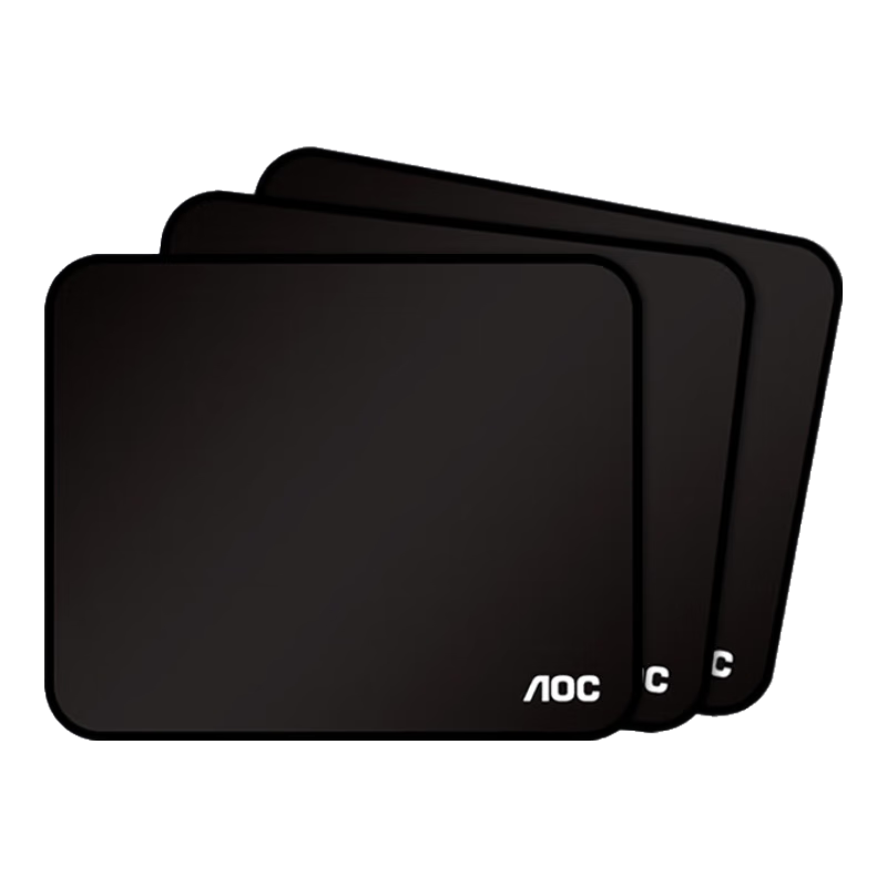 AOC Full-Property Series M90/93 Gaming Mouse Pad, Small Size 270*220*3mm, Thickened with Locked Edges, Office Keyboard Computer Desk Pad, Black, Pack of 3