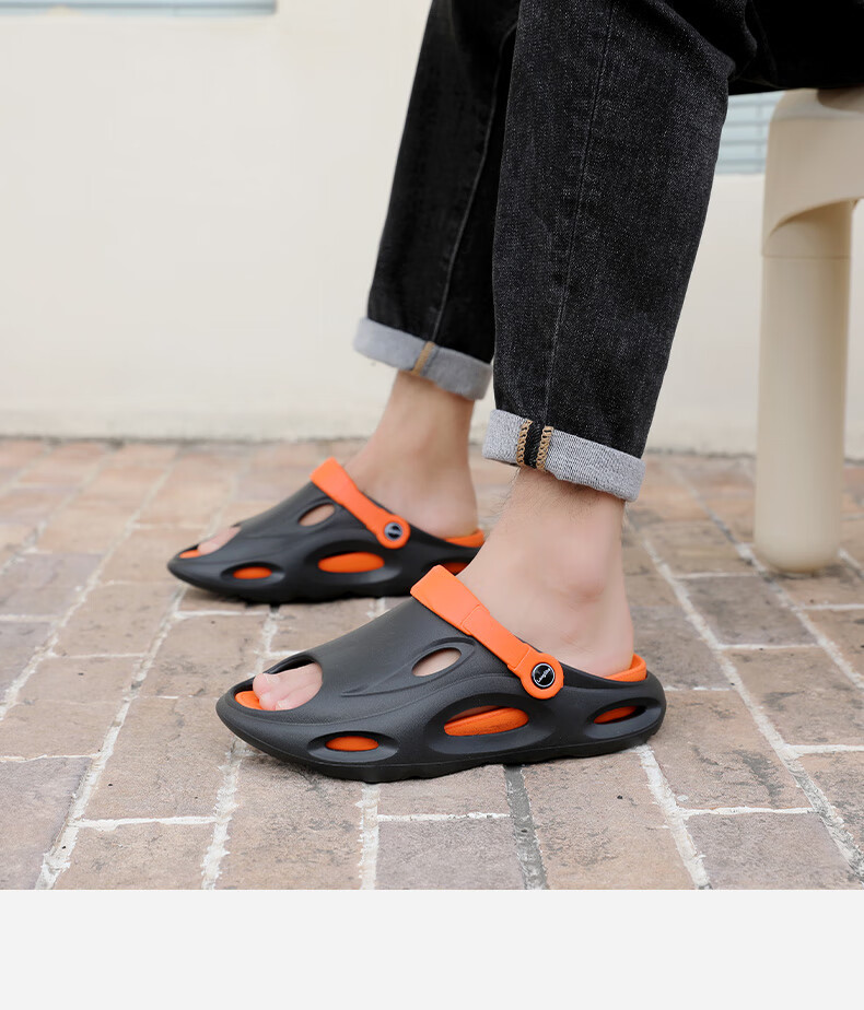 LangSha Men's Perforated Sandals, Outdoor Driving Sandals, Thick-Soled Non-Slip Slippers with Comfortable Feel for Beach Wear 9