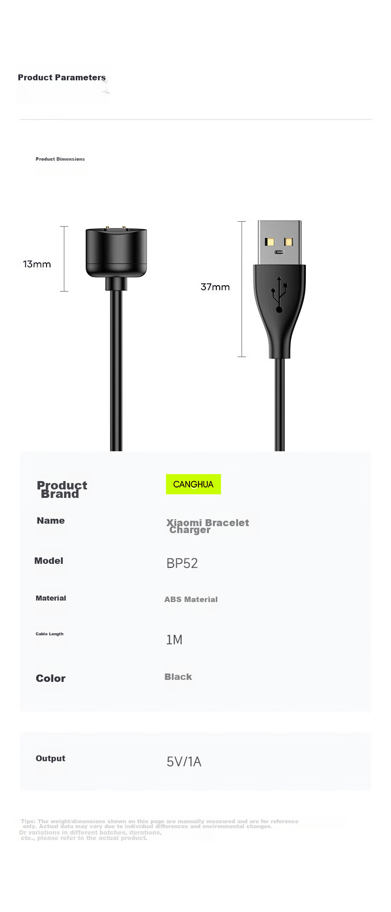 CangHua Compatible Charging Cable for Xiaomi Band 7/7 NFC/6/6 NFC/5/5 NFC, Smart Fitness Tracker Magnetic Fast-Charging Dock 11