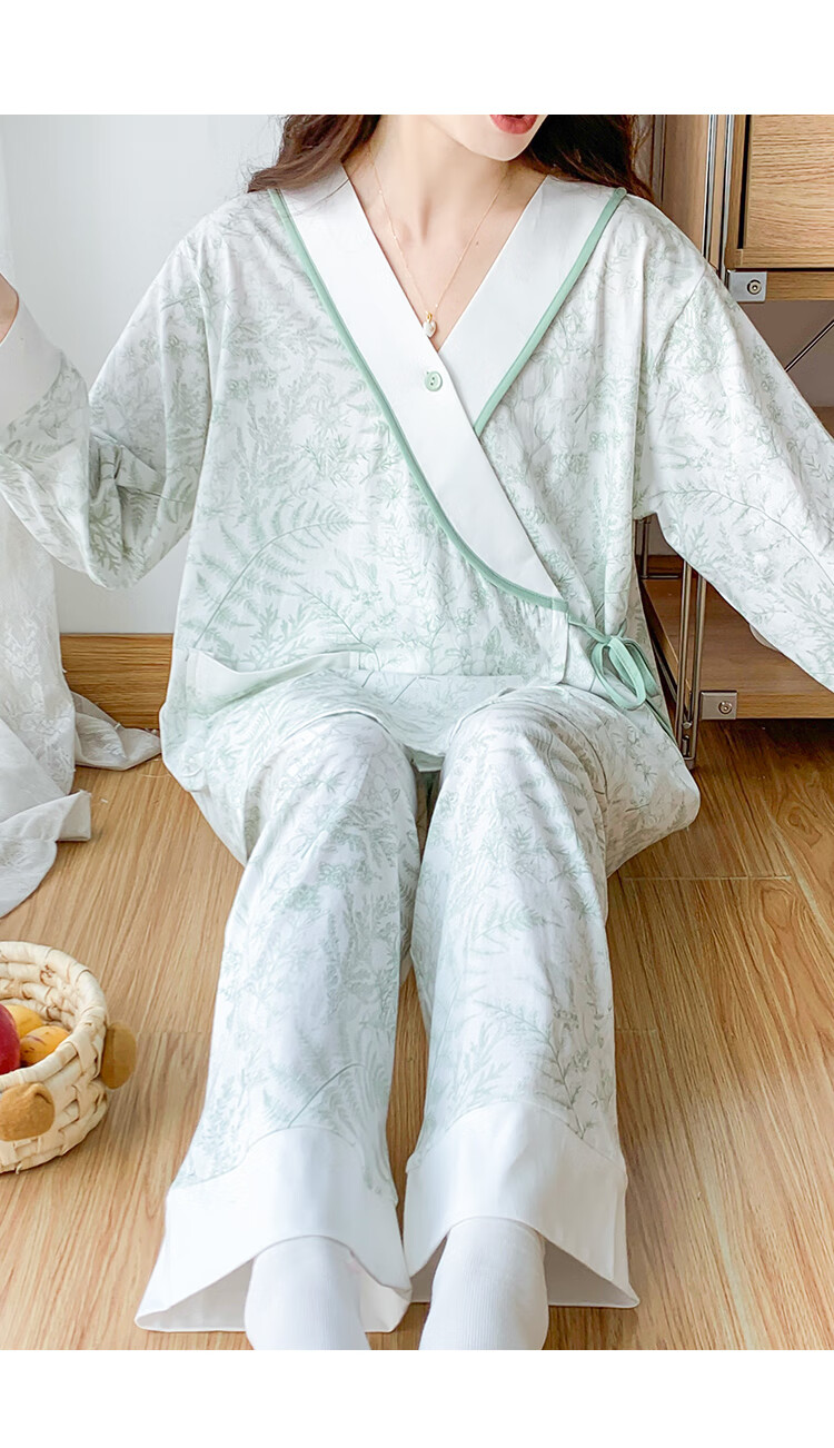 JOYNCLEON Maternity Summer Pajamas, Pure Cotton, Postpartum Nursing Wear, Breathable, Suitable for Outdoor And Home Use, Size L, Jyz154236 8