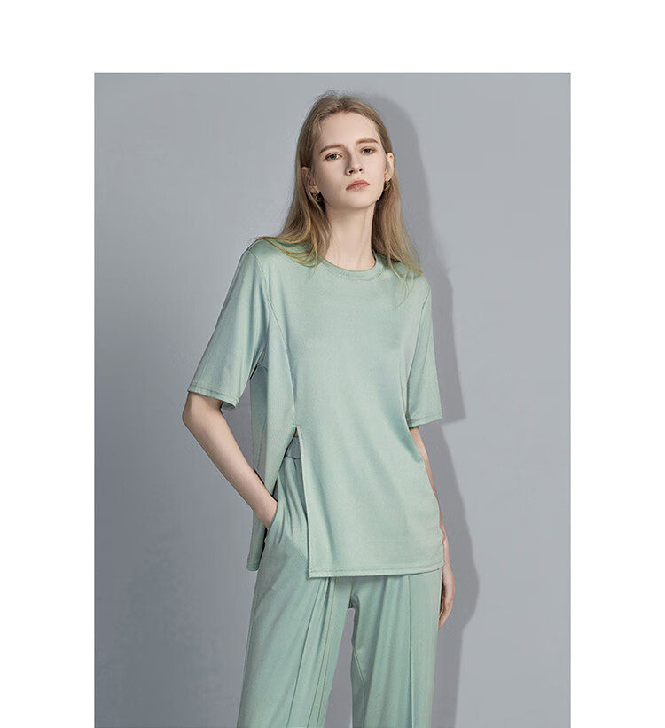 Demana Lazy Wear Set Spring Summer Round Neck T-Shirt and Casual Pants Two-Piece Set for Women Fashion 12